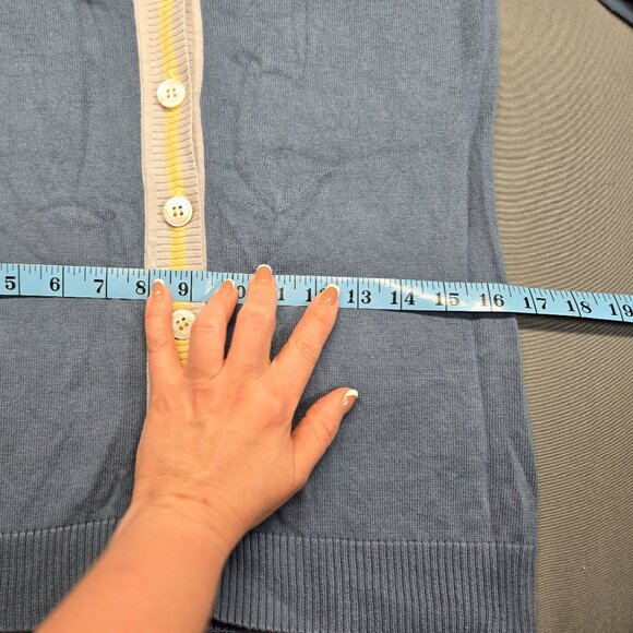 🐊 Lacoste Blue V-Neck Button Cardigan | Size 38 (Small) - Picture 16 of 16